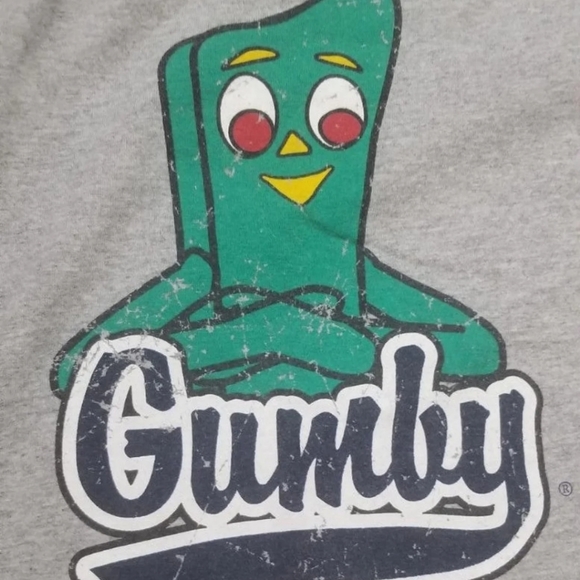 Gumby Baseball Tee Grey Blue XL RARE - Picture 2 of 5